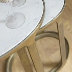 Table Gigogne|Bout De Canapé & Sellette<Made in Meubles Table basse gigogne en marbre et aluminium Ruben