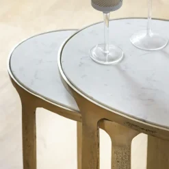 Table Gigogne|Bout De Canapé & Sellette<Made in Meubles Table basse gigogne en marbre et aluminium Ruben