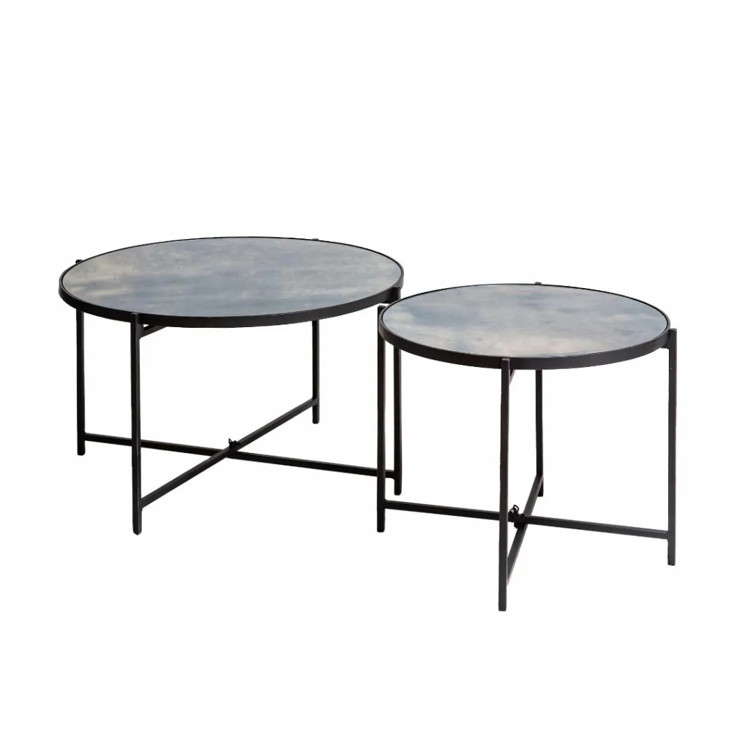 Table Basse|Table Gigogne<Made in Meubles Table basse gigogne en verre fumé et métal Florian