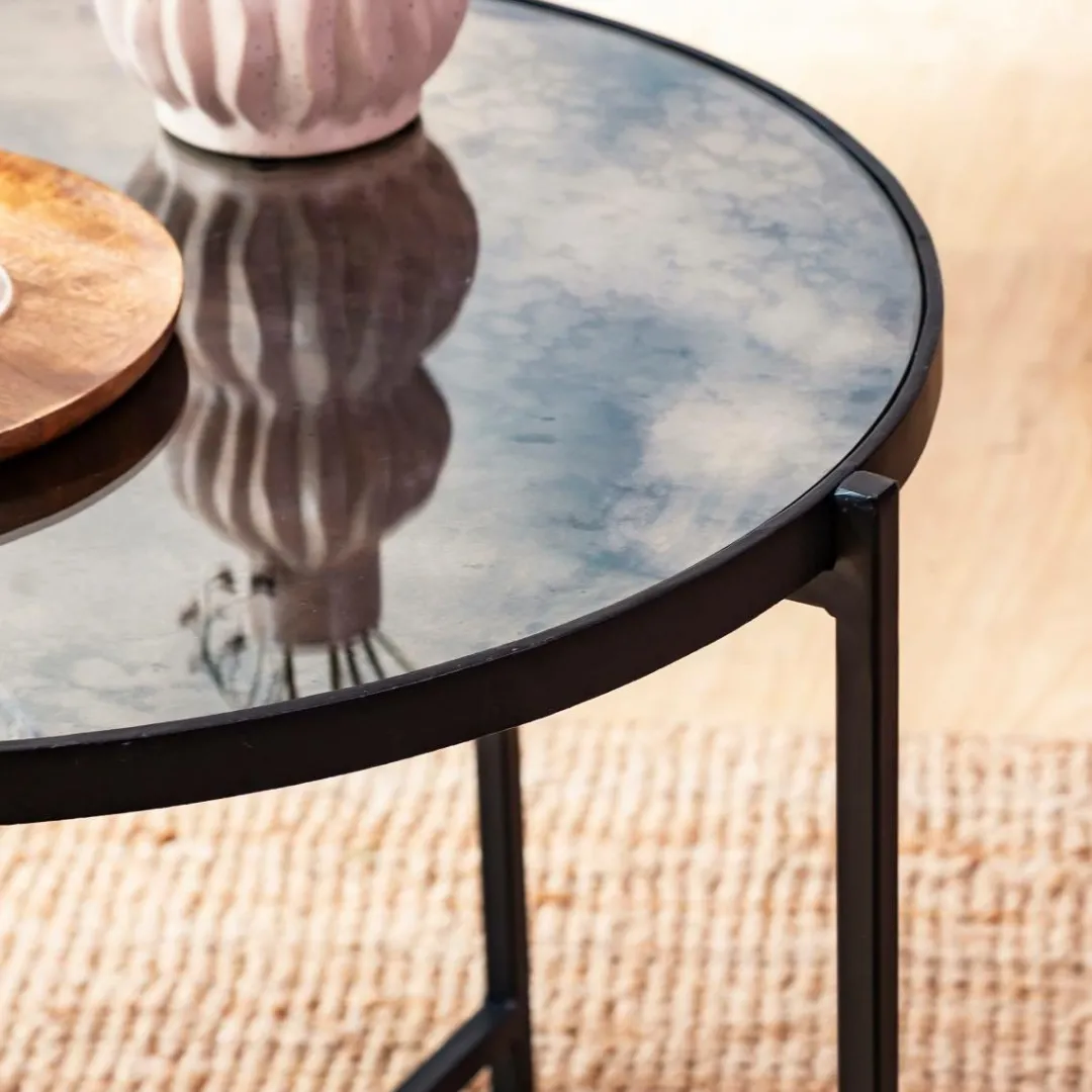 Table Basse|Table Gigogne<Made in Meubles Table basse gigogne en verre fumé et métal Florian