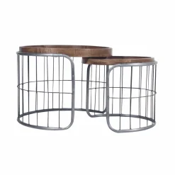 Table Basse|Table Gigogne<Made in Meubles Table basse gigogne industrielle en métal gris Chiara