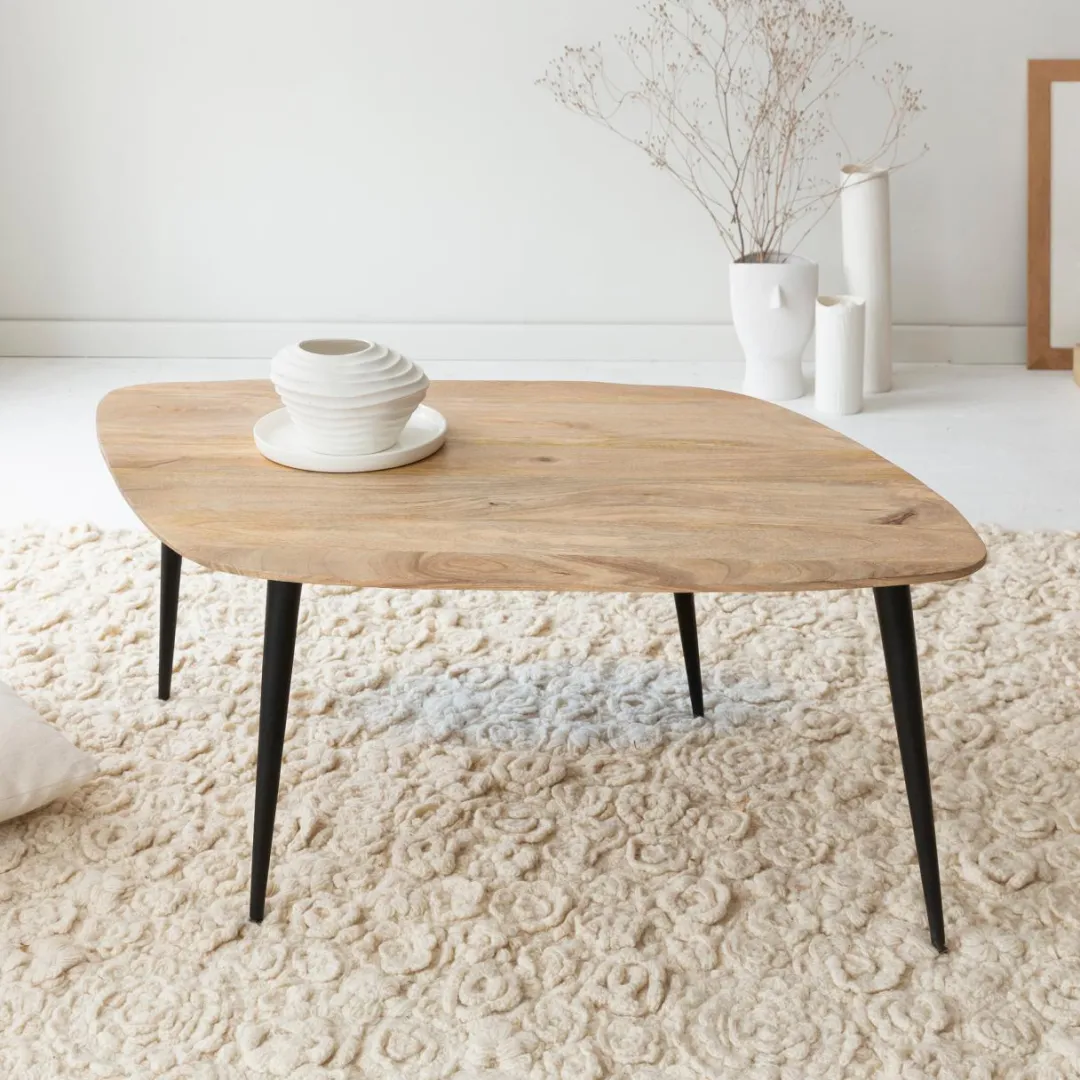 Table Basse<Made in Meubles Table basse losange en bois de manguier et métal Aimée
