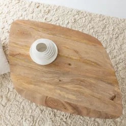 Table Basse<Made in Meubles Table basse losange en bois de manguier et métal Aimée