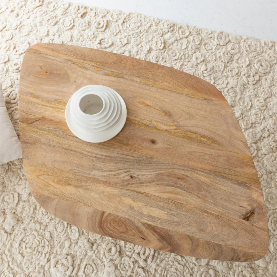 Table Basse<Made in Meubles Table basse losange en bois de manguier et métal Aimée