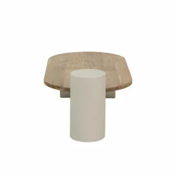 Table Basse<Made in Meubles Table basse ovale en bois effet béton et bois d'acacia Dalva