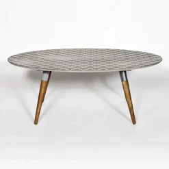 Table Basse<Made in Meubles Table Basse plateau motif graphique et pieds en bois ScandiGraphiK