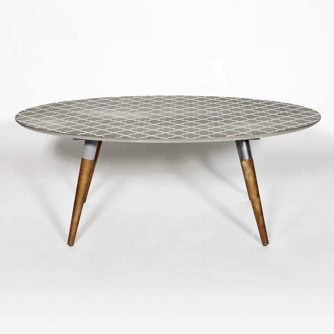 Table Basse<Made in Meubles Table Basse plateau motif graphique et pieds en bois ScandiGraphiK