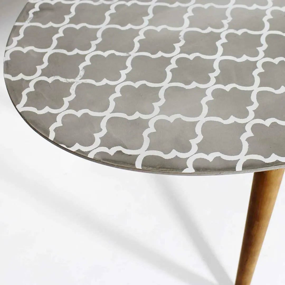 Table Basse<Made in Meubles Table Basse plateau motif graphique et pieds en bois ScandiGraphiK