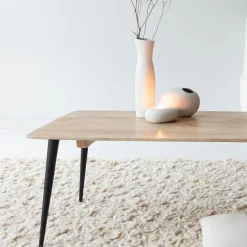 Table Basse<Made in Meubles Table basse rectangle en bois de manguier et métal Aimée