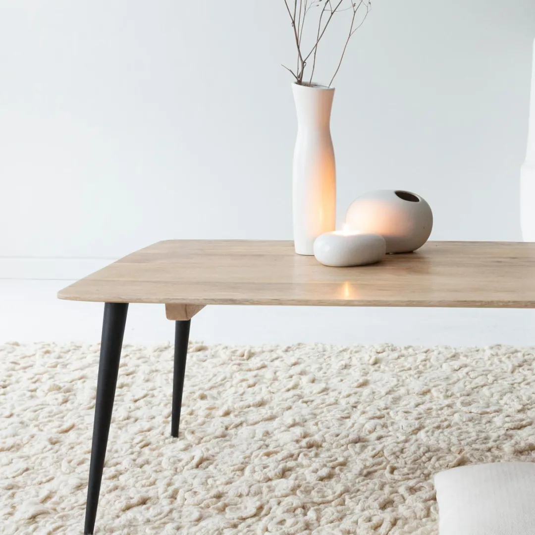 Table Basse<Made in Meubles Table basse rectangle en bois de manguier et métal Aimée