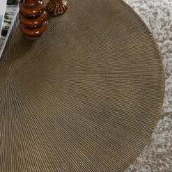 Table Basse<Made in Meubles Table basse ronde en aluminium doré et métal noir Aurèle