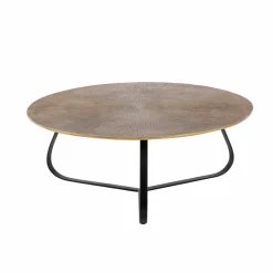 Table Basse<Made in Meubles Table basse ronde en aluminium doré et métal noir Aurèle