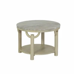 Table Basse<Made in Meubles Table basse ronde en bois de manguier et marbre Isabella