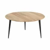 Table Basse<Made in Meubles Table basse ronde en bois de manguier et métal Aimée