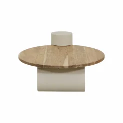 Table Basse<Made in Meubles Table basse ronde en bois effet béton et bois d'acacia Dalva