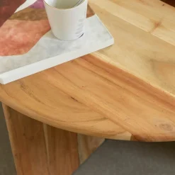 Table Basse<Made in Meubles Table basse ronde en bois d'acacia Astare