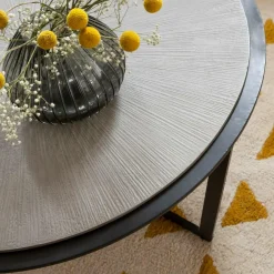 Table Basse<Made in Meubles Table basse ronde en bois et métal Céleste