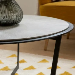 Table Basse<Made in Meubles Table basse ronde en bois et métal Céleste