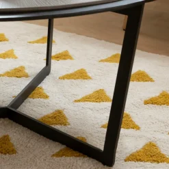 Table Basse<Made in Meubles Table basse ronde en bois et métal Céleste