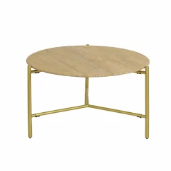 Table Basse<Made in Meubles Table basse ronde en marbre et métal doré Cerys