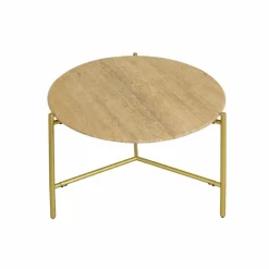 Table Basse<Made in Meubles Table basse ronde en marbre et métal doré Cerys