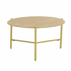 Table Basse<Made in Meubles Table basse ronde en marbre et métal doré Cerys