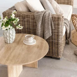 Table Basse<Made in Meubles Table basse ronde en marbre Grâce