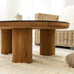 Table Basse<Made in Meubles Table basse ronde en pin recyclé Constance