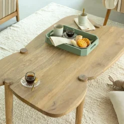 Table Basse<Made in Meubles Table basse vague en bois de manguier Zola