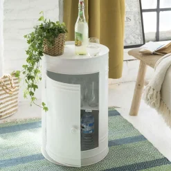 Chevet<Made in Meubles Table de chevet bidon en métal blanc Meryl