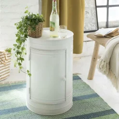 Chevet<Made in Meubles Table de chevet bidon en métal blanc Meryl