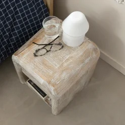 Chevet<Made in Meubles Table de chevet blanchie en bois de manguier Gilda
