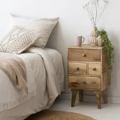 Chevet<Made in Meubles Table de chevet en bois de manguier 4 tiroirs Maëva