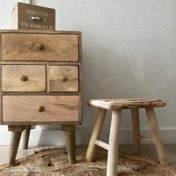 Chevet<Made in Meubles Table de chevet en bois de manguier 4 tiroirs Maëva
