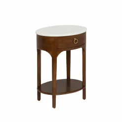 Chevet<Made in Meubles Table de chevet en manguier et marbre Enoa