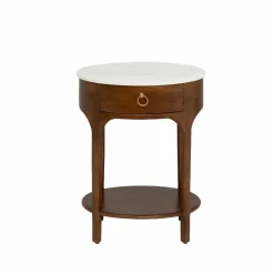 Chevet<Made in Meubles Table de chevet en manguier et marbre Enoa