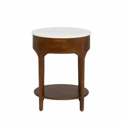 Chevet<Made in Meubles Table de chevet en manguier et marbre Enoa