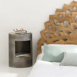 Chevet<Made in Meubles Table de chevet en métal gris Locker