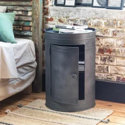 Chevet<Made in Meubles Table de chevet en métal gris Meryl