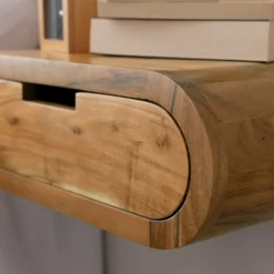 Chevet<Made in Meubles Table de chevet murale arrondie en bois d'acacia Orane