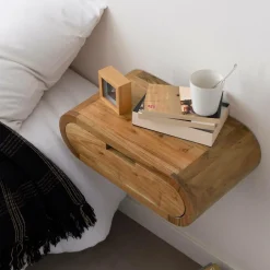 Chevet<Made in Meubles Table de chevet murale arrondie en bois d'acacia Orane