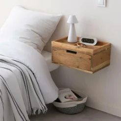 Chevet<Made in Meubles Table de chevet murale carrée en bois d'acacia Orane