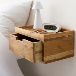 Chevet<Made in Meubles Table de chevet murale carrée en bois d'acacia Orane