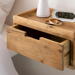 Chevet<Made in Meubles Table de chevet murale carrée en bois d'acacia Orane