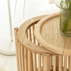 Chevet<Made in Meubles Table de chevet ronde en bois de pin Vénus