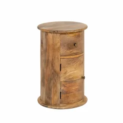 Chevet<Made in Meubles Table de chevet ronde en bois de manguier avec porte Maëva