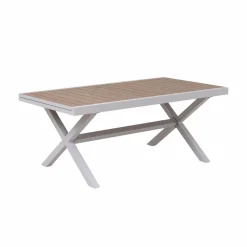 Table De Jardin<Made in Meubles Table de jardin blanche et effet bois en aluminium Ayden