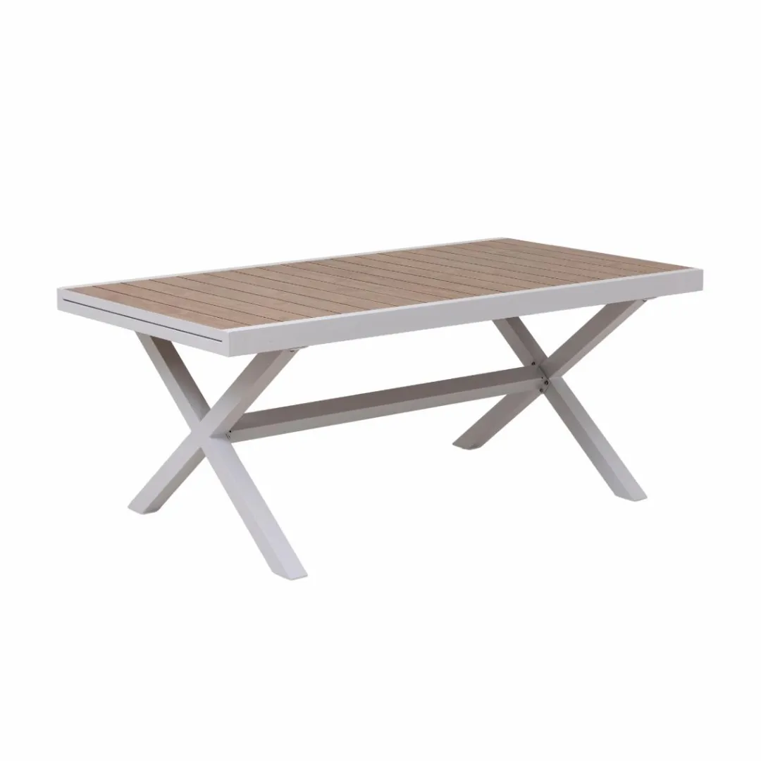 Table De Jardin<Made in Meubles Table de jardin blanche et effet bois en aluminium Ayden