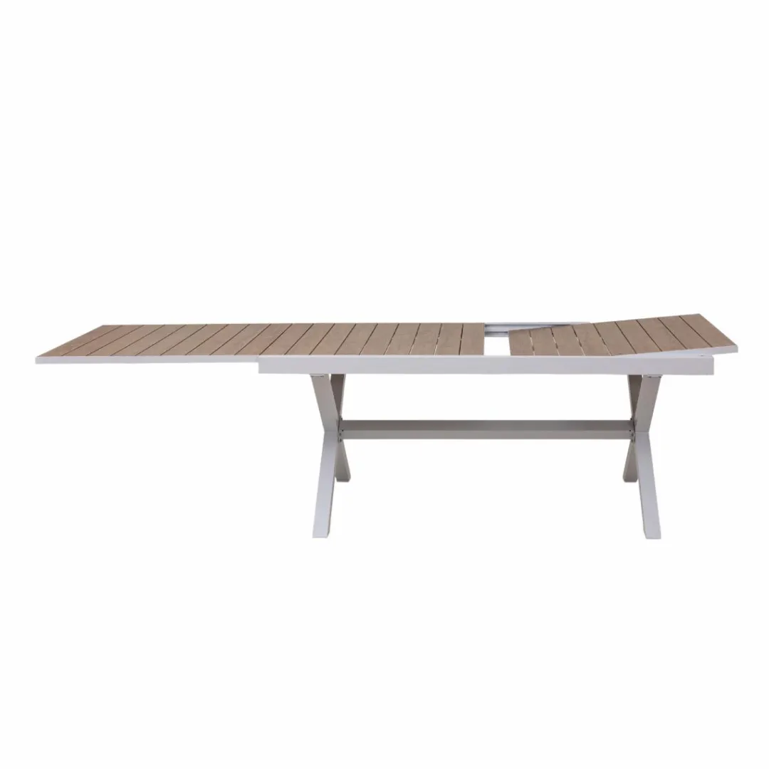 Table De Jardin<Made in Meubles Table de jardin blanche et effet bois en aluminium Ayden