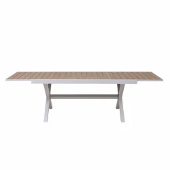 Table De Jardin<Made in Meubles Table de jardin blanche et effet bois en aluminium Ayden
